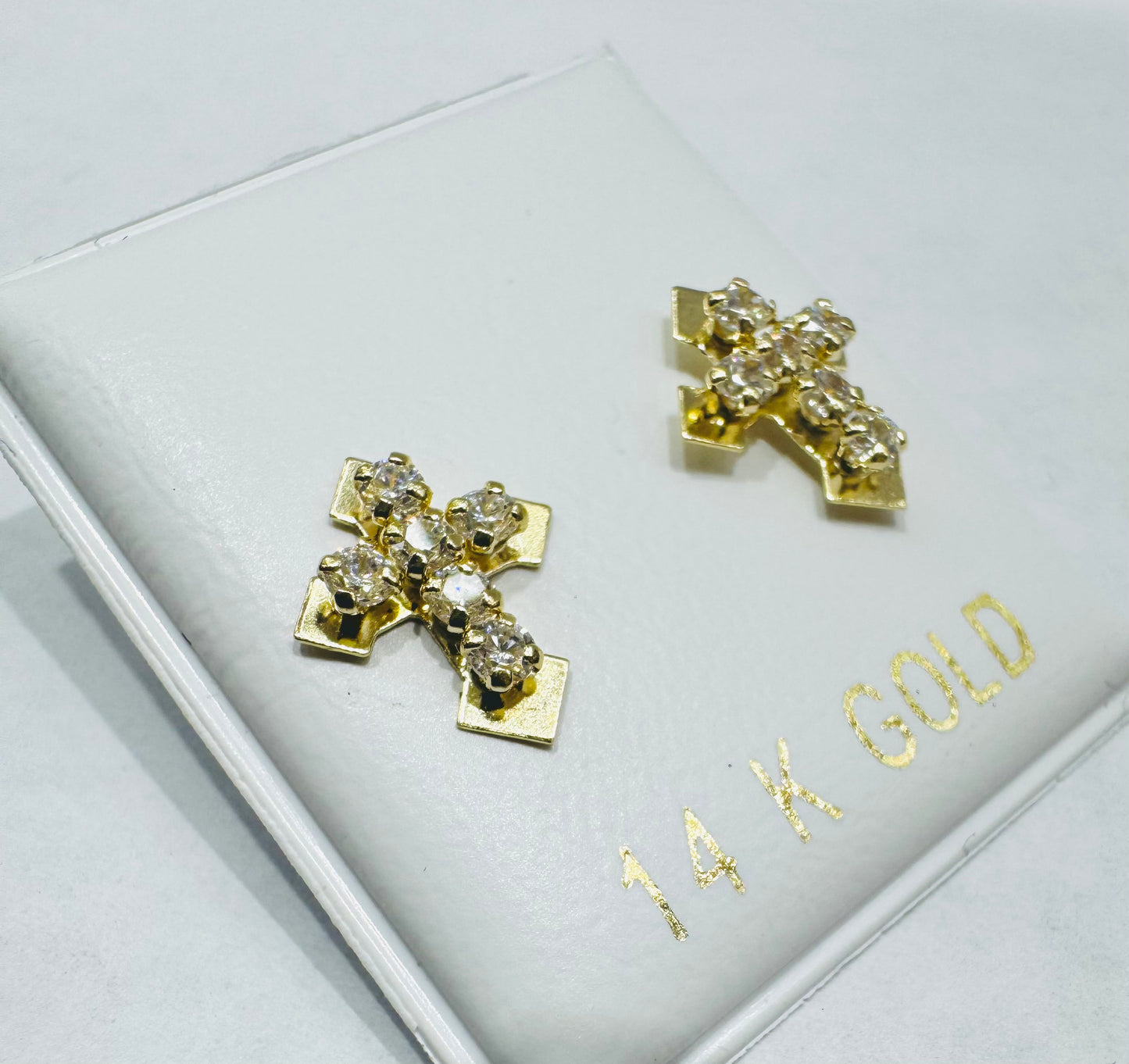 14K GOLD CROSS BABY EARRINGS