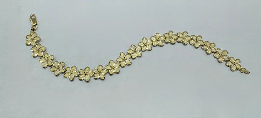 10K GOLD HIBISCUS FLOWER BRACELET 7”, WEIGHT: 11.4gm