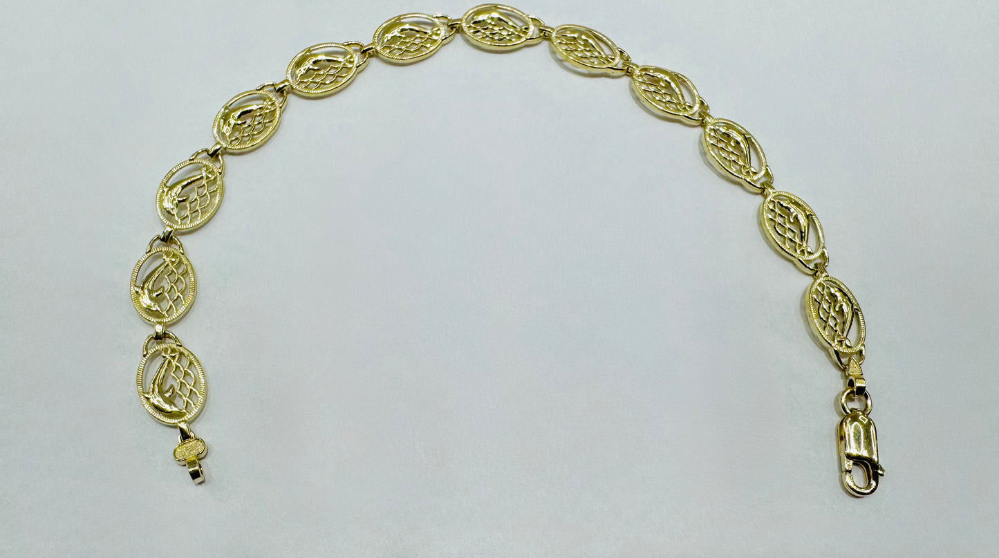 10K GOLD DOLPHIN BRACELET 7”, WEIGHT: 6.3gm