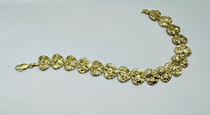 10K GOLD HEART NUGGET BRACELET 6.5”, WEIGHT: 8.3gm