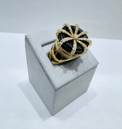 10K GOLD MEN’S NATURAL DIAMOND BLACK STONE RING 2.15CT, SIZE: 10