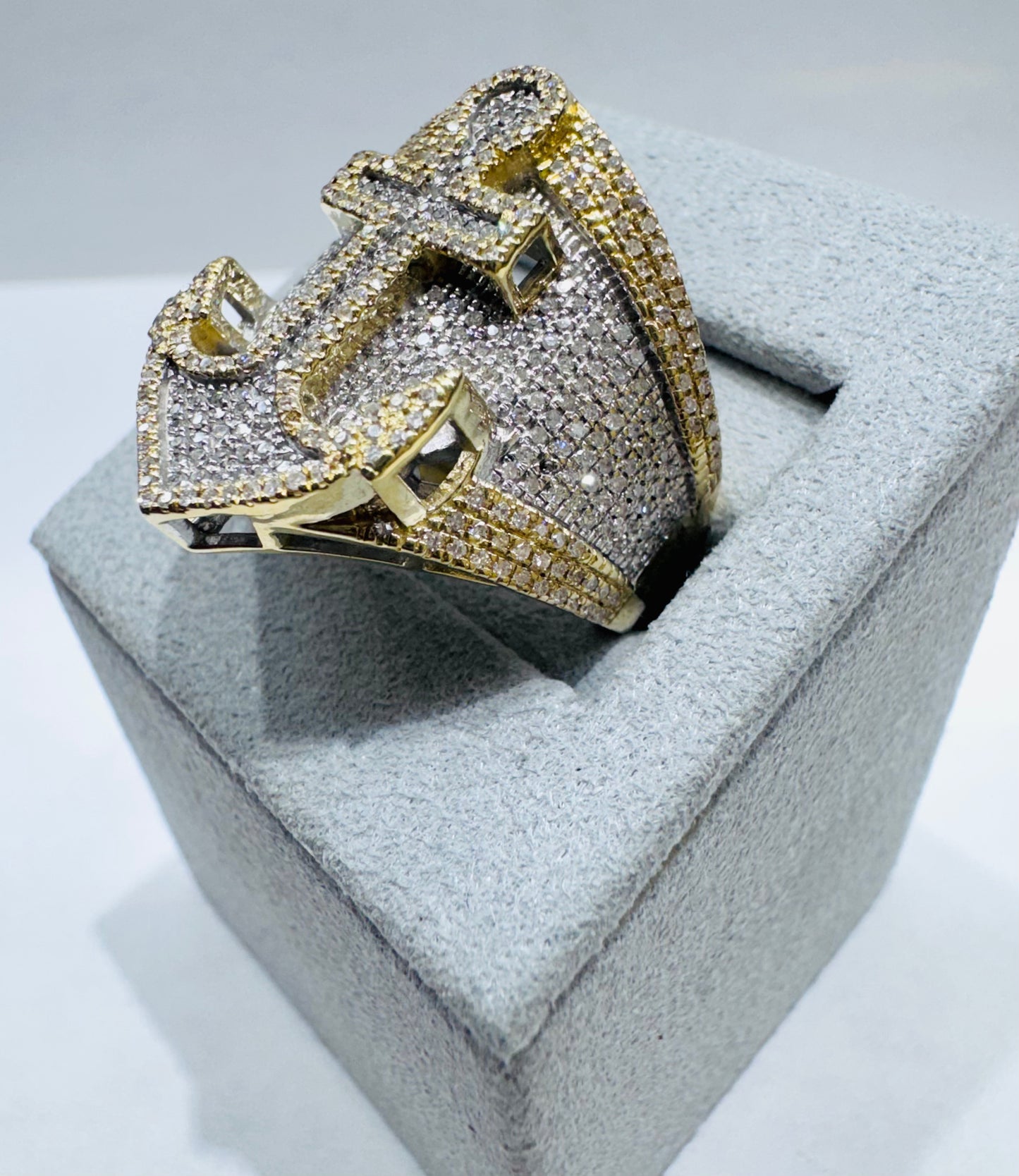 10K GOLD MEN’S NATURAL DIAMOND ANCHOR RING 1.75CT, SIZE: 10