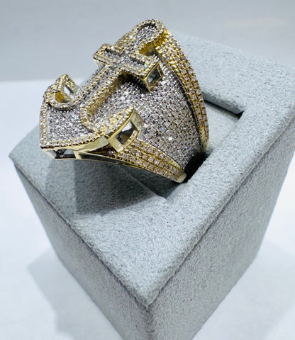 10K GOLD MEN’S NATURAL DIAMOND ANCHOR RING 1.75CT, SIZE: 10