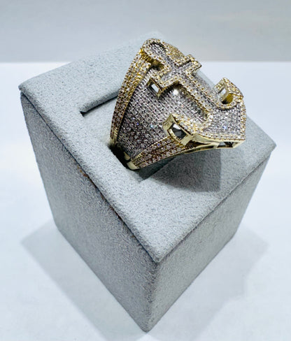 10K GOLD MEN’S NATURAL DIAMOND ANCHOR RING 1.75CT, SIZE: 10