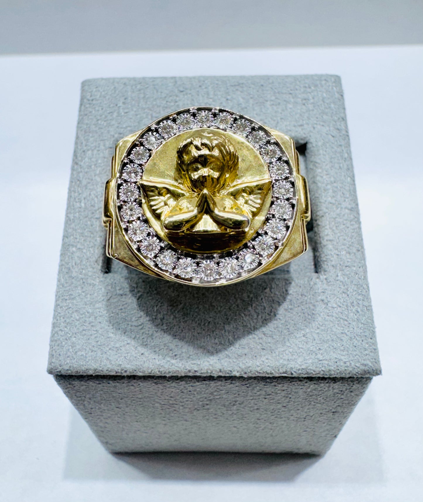 10K GOLD MEN’S NATURAL DIAMOND ANGEL RING 0.25CT, SIZE: 10
