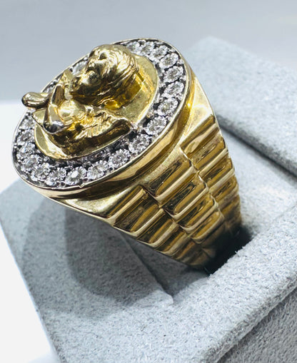 10K GOLD MEN’S NATURAL DIAMOND ANGEL RING 0.25CT, SIZE: 10