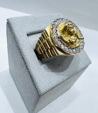 10K GOLD MEN’S NATURAL DIAMOND ANGEL RING 0.25CT, SIZE: 10