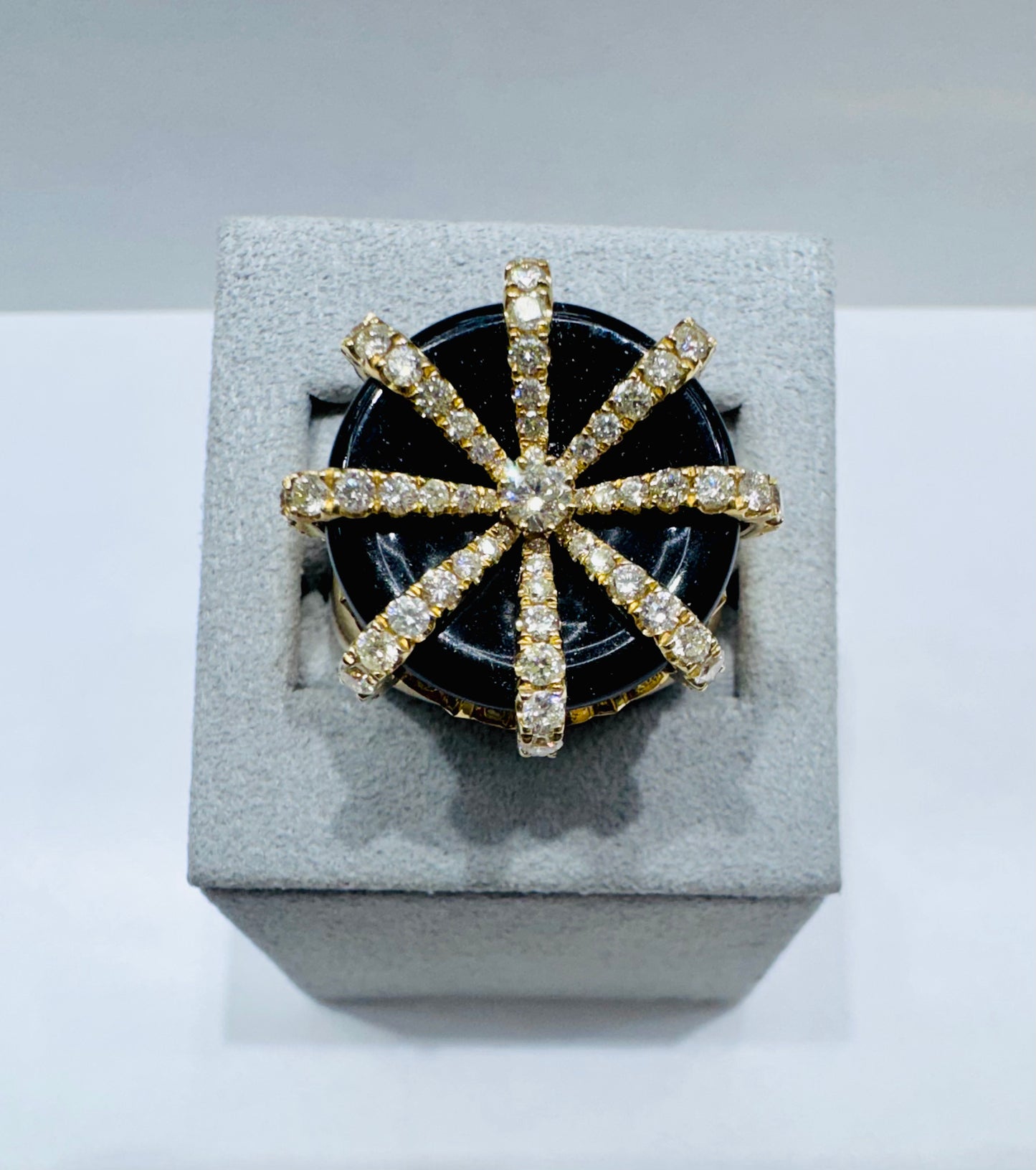 10K GOLD MEN’S NATURAL DIAMOND BLACK STONE RING 2.15CT, SIZE: 10