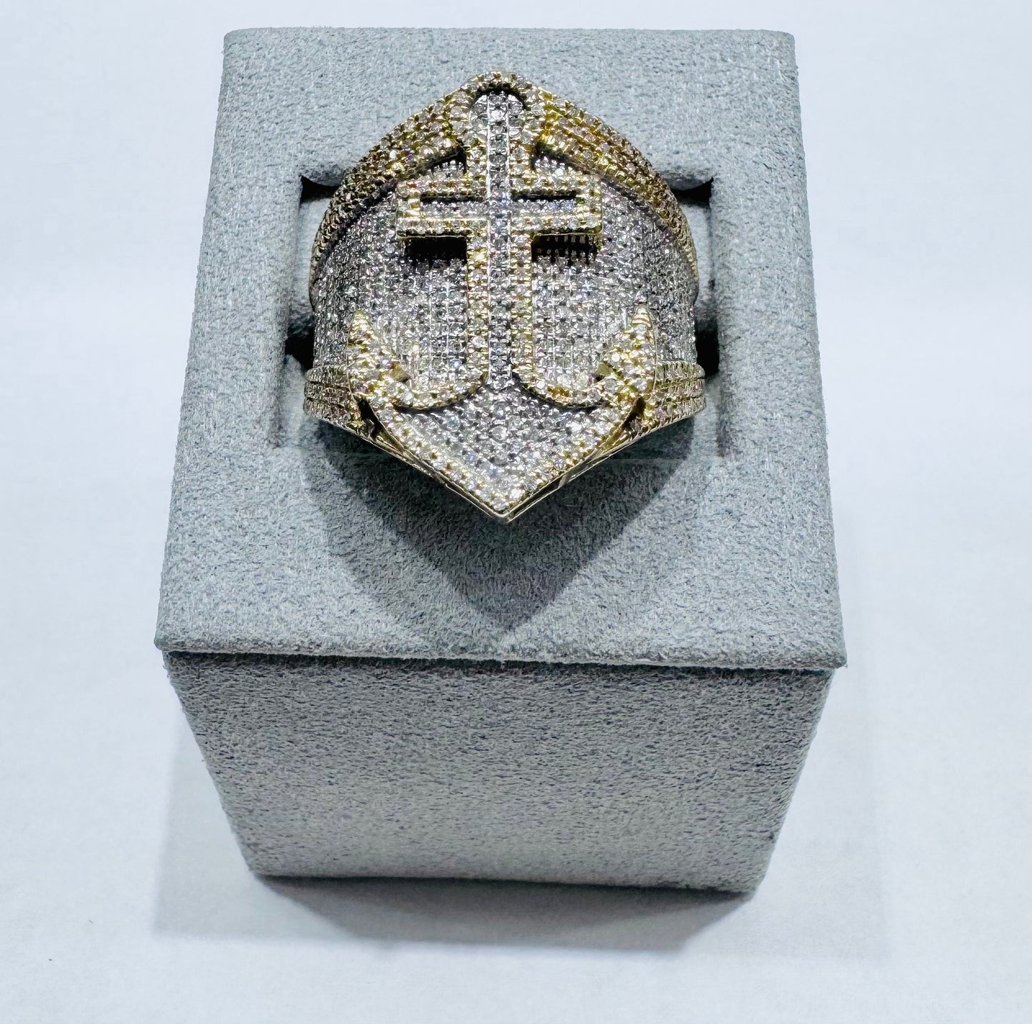 10K GOLD MEN’S NATURAL DIAMOND ANCHOR RING 1.75CT, SIZE: 10