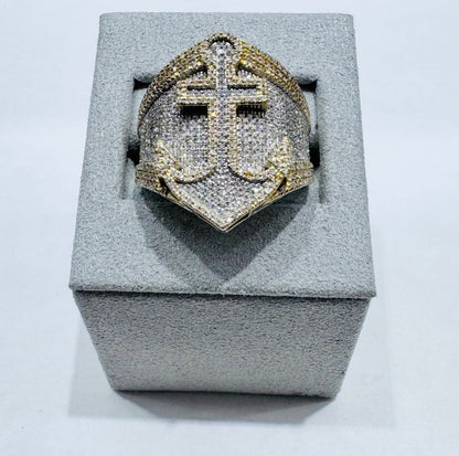 10K GOLD MEN’S NATURAL DIAMOND ANCHOR RING 1.75CT, SIZE: 10
