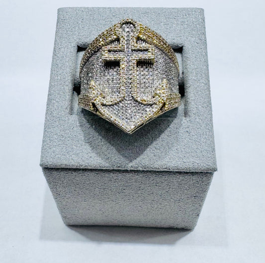 10K GOLD MEN’S NATURAL DIAMOND ANCHOR RING 1.75CT, SIZE: 10