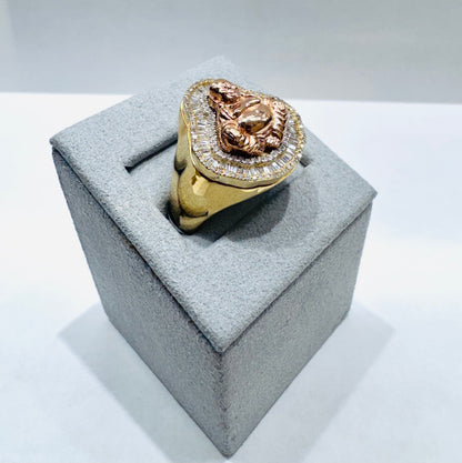 10K GOLD MENS NATURAL DIAMOND BUDDHA RING 0.70CT, SIZE: 10