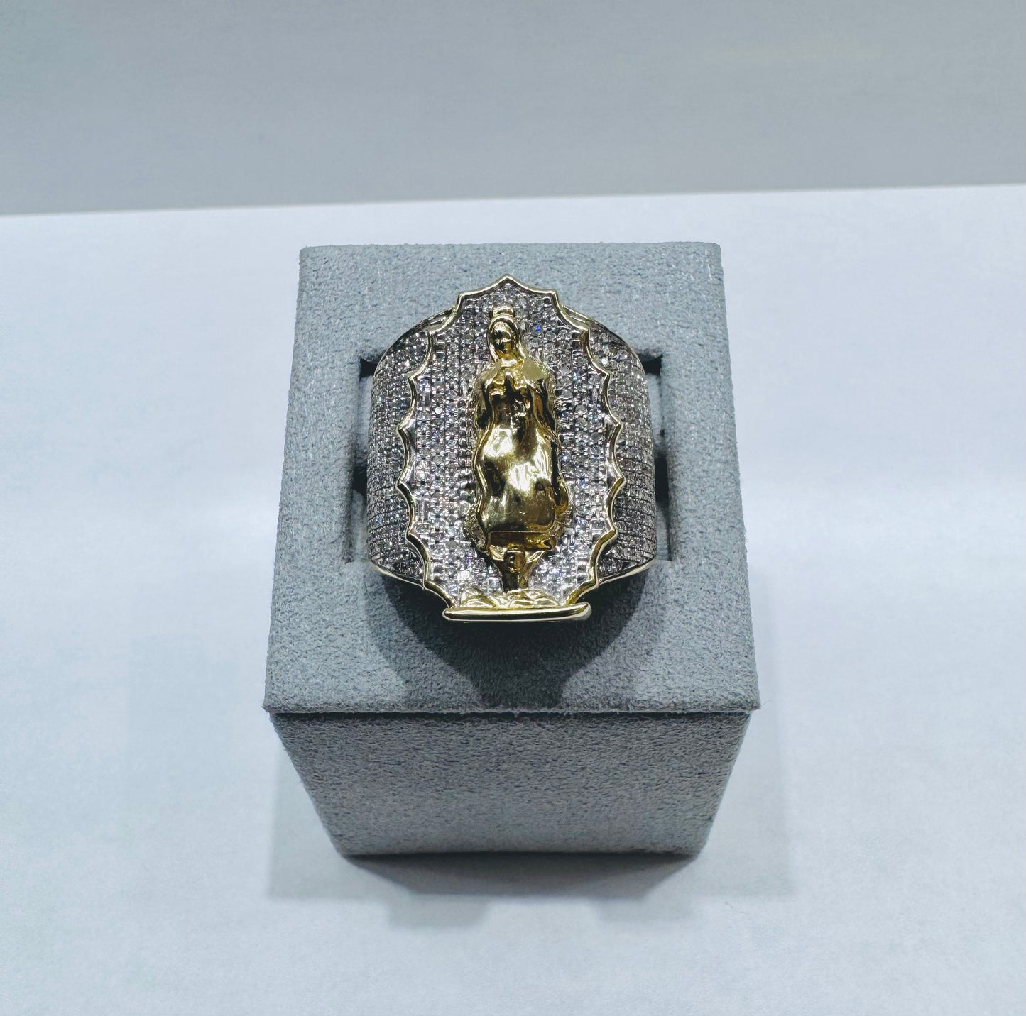 10K GOLD MEN’S NATURAL DIAMOND VIRGIN MARY RING 2CT, SIZE: 10