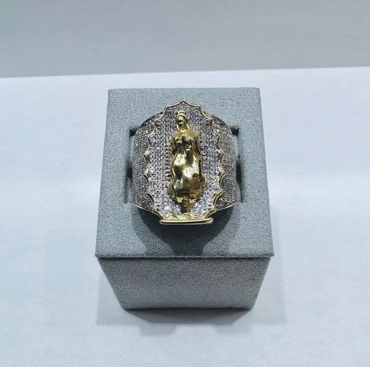 10K GOLD MEN’S NATURAL DIAMOND VIRGIN MARY RING 2CT, SIZE: 10