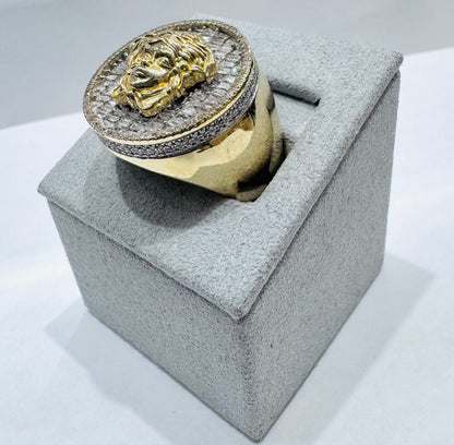 10K GOLD MEN’S NATURAL DIAMOND MEDUSA HEAD RING 1.40CTW, SIZE: 10