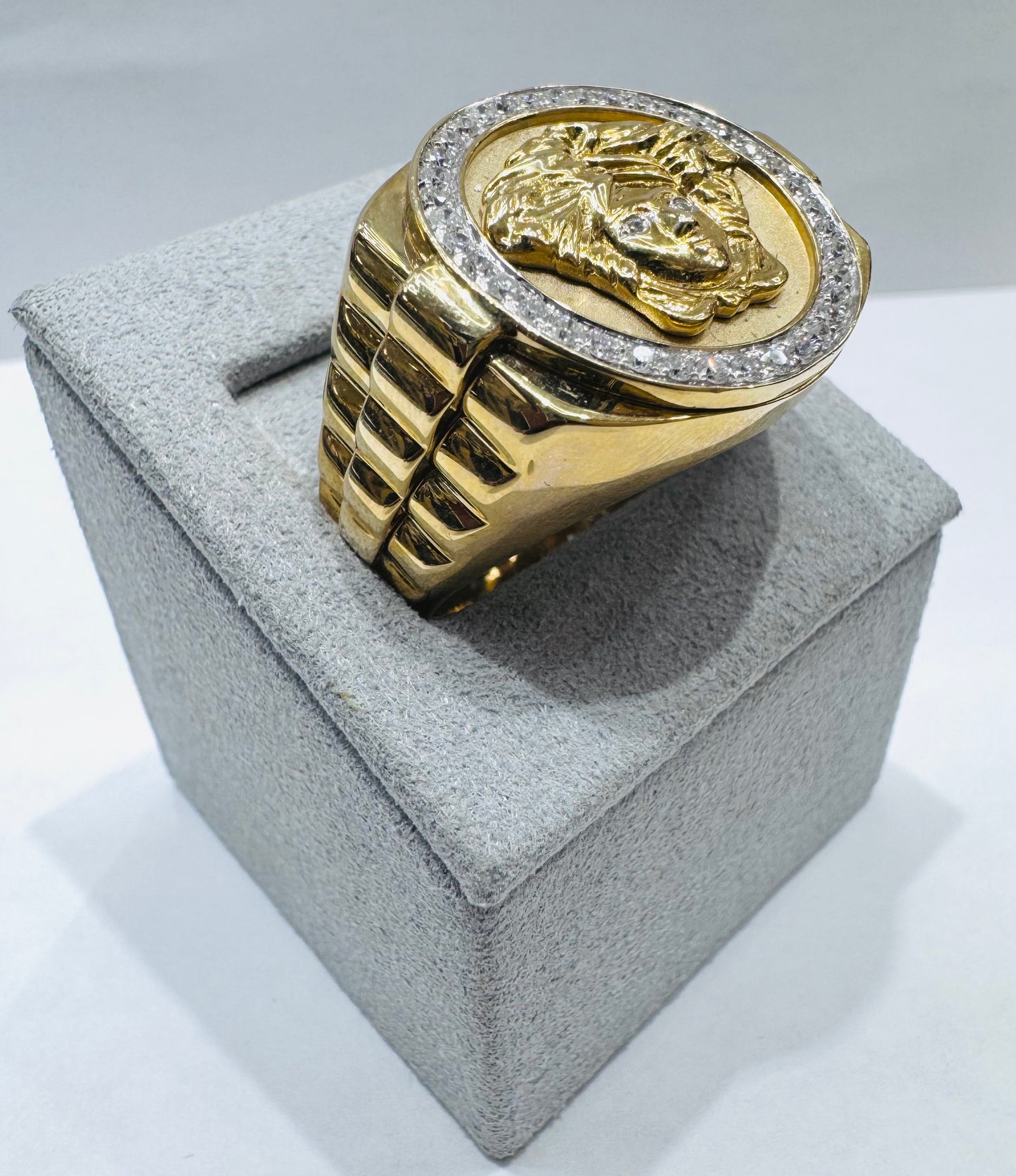 10K GOLD MEN’S NATURAL DIAMOND RING MEDUSA HEAD 0.50CT, SIZE: 14