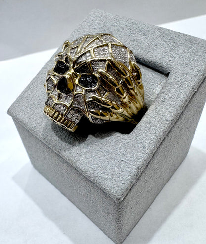10K GOLD MEN’S NATURAL DIAMOND SKULL RING 0.31CTW, SIZE: 10