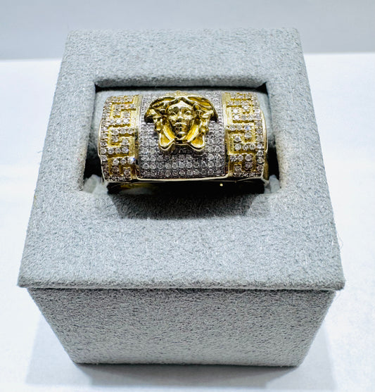 10K GOLD MEN’S NATURAL DIAMOND MEDUSA HEAD RING 0.33CTW, SIZE: 10