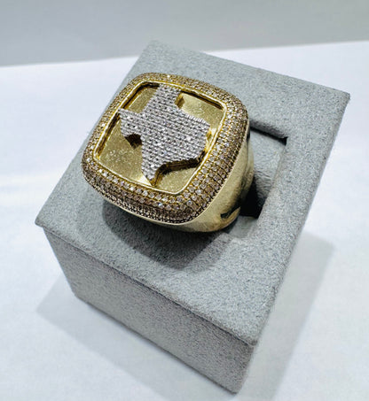 10K GOLD MEN’S NATURAL DIAMOND TEXAS RING 0.60CTW, SIZE: 9.5