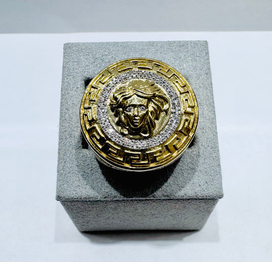 10K GOLD MEN’S MEDUSA HEAD NATURAL DIAMOND RING 0.45CTW, SIZE: 10