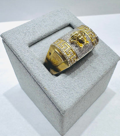 10K GOLD MEN’S NATURAL DIAMOND MEDUSA HEAD RING 0.33CTW, SIZE: 10