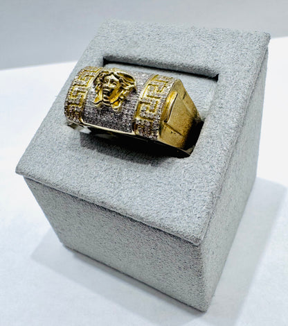 10K GOLD MEN’S NATURAL DIAMOND MEDUSA HEAD RING 0.33CTW, SIZE: 10