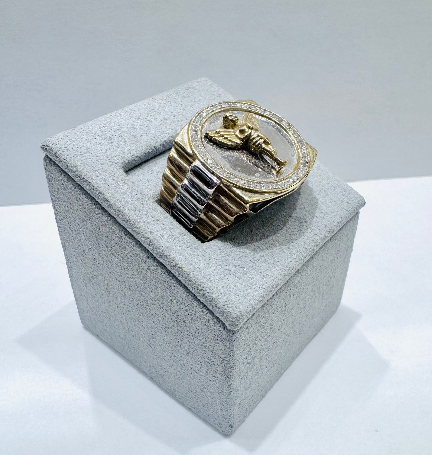 10K GOLD MEN’S NATURAL DIAMOND ANGEL RING 0.13CTW, SIZE: 10