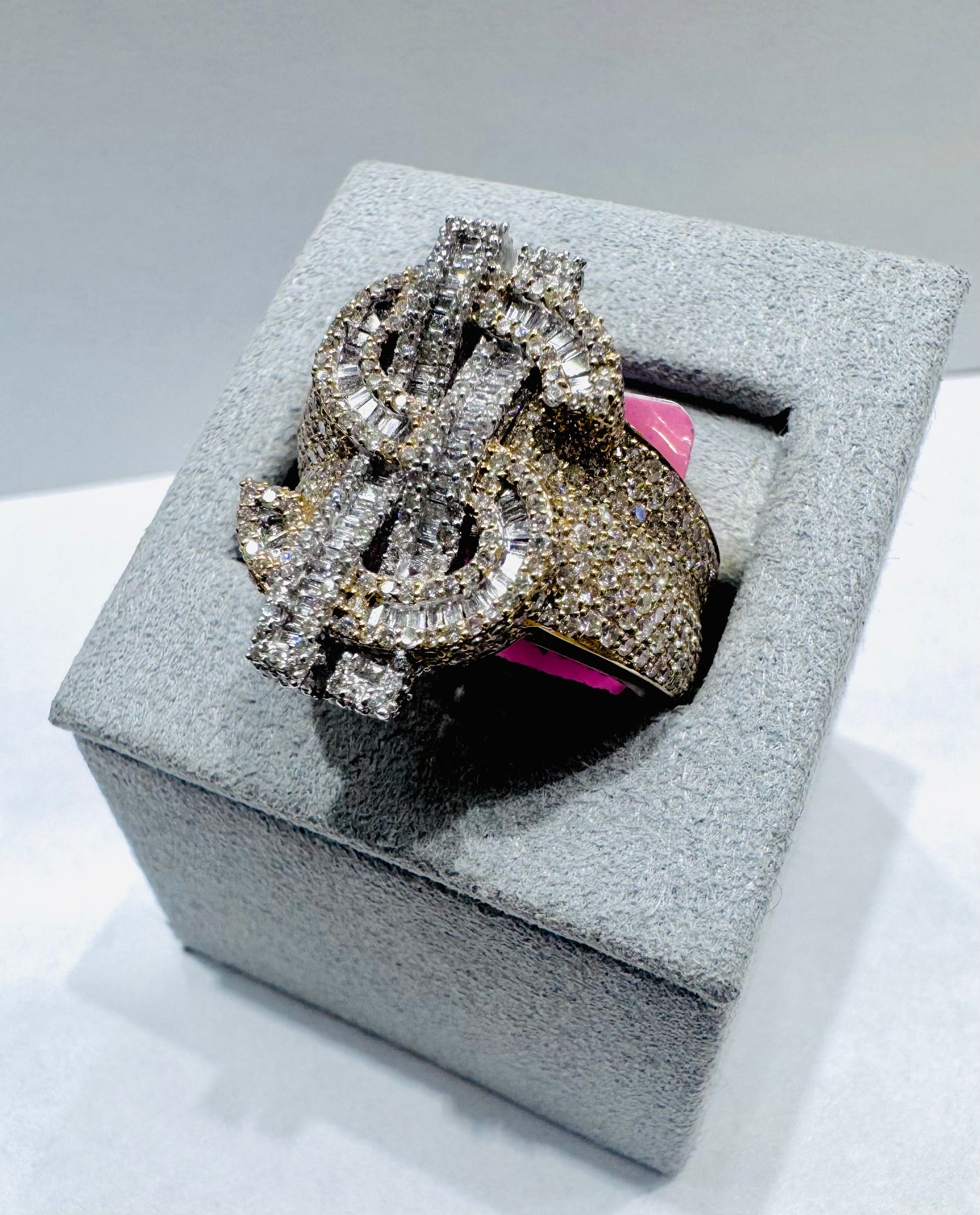 10K GOLD MEN’S NATURAL DIAMOND DOLLAR SIGN RING 2.50CT, SIZE: 10
