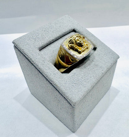 10K GOLD MEN’S NATURAL DIAMOND MEDUSA HEAD RING 0.10CT, SIZE: 10.5