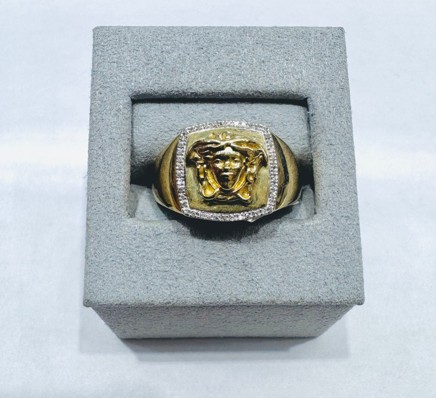 10K GOLD MEN’S NATURAL DIAMOND MEDUSA HEAD RING 0.10CT, SIZE: 10.5