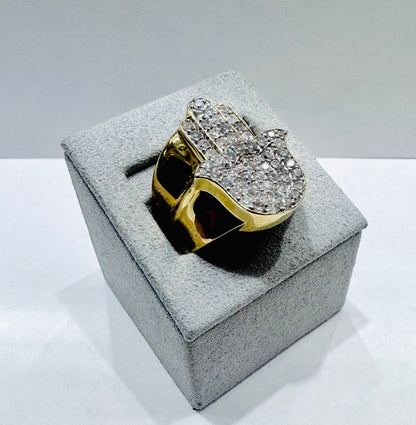 10K GOLD MEN’S NATURAL DIAMOND HAMSA RING 1.61CT, SIZE: 10