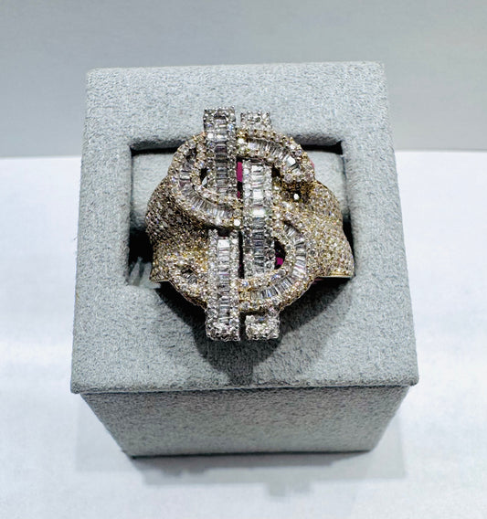 10K GOLD MEN’S NATURAL DIAMOND DOLLAR SIGN RING 2.50CT, SIZE: 10