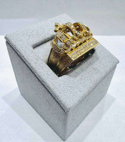10K GOLD MEN’S NATURAL DIAMOND CROWN RING 0.77CT, SIZE: 10