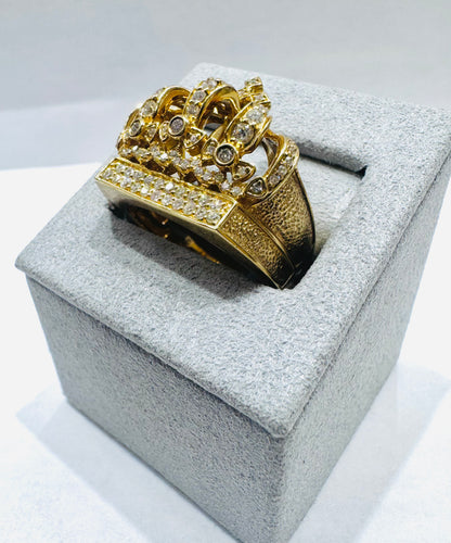 10K GOLD MEN’S NATURAL DIAMOND CROWN RING 0.77CT, SIZE: 10