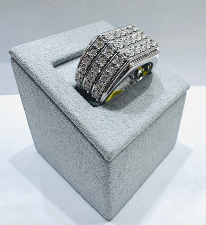 10K WHITE GOLD MEN’S NATURAL DIAMOND RING 1CT, SIZE: 10