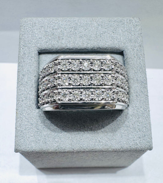 10K WHITE GOLD MEN’S NATURAL DIAMOND RING 1CT, SIZE: 10