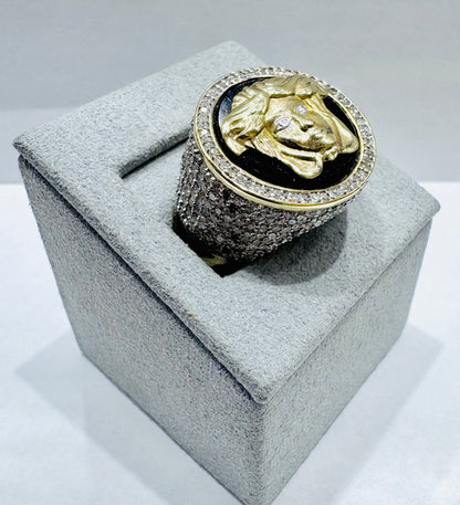 10K GOLD MEN’S NATURAL DIAMOND MEDUSA HEAD RING 2.75CT, SIZE: 9.5