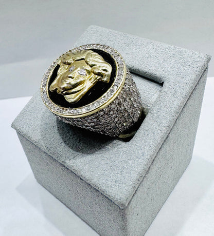 10K GOLD MEN’S NATURAL DIAMOND MEDUSA HEAD RING 2.75CT, SIZE: 9.5