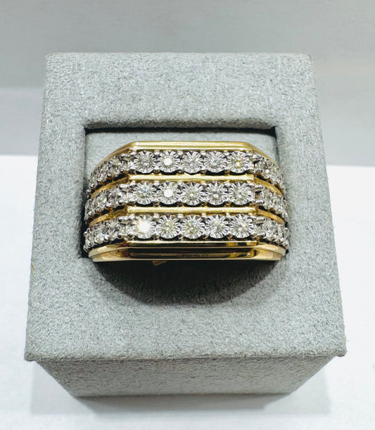 10K GOLD MEN’S NATURAL DIAMOND RING 0.75CT, SIZE: 10