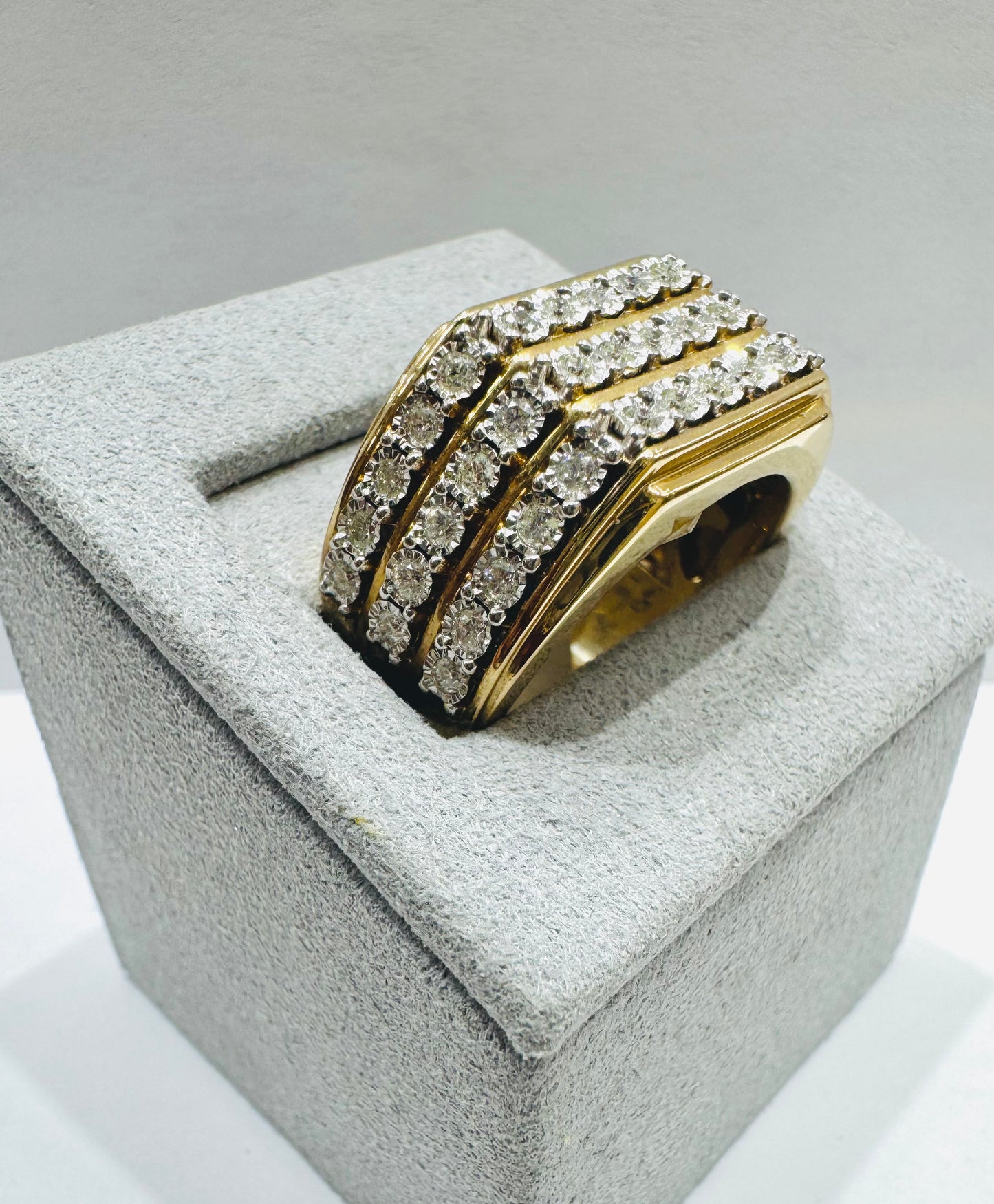 10K GOLD MEN’S NATURAL DIAMOND RING 0.75CT, SIZE: 10