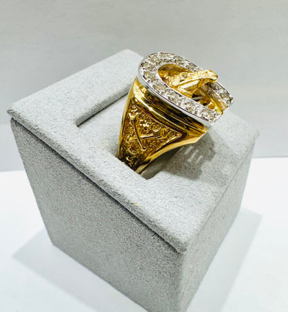 10K GOLD MEN’S NATURAL DIAMOND HORSE SHOE RING, SIZE: 10.5