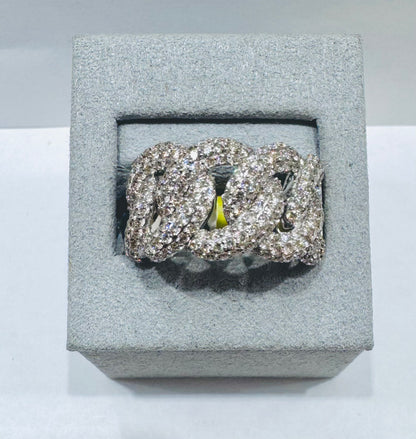 14K WHITE GOLD MEN’S NATURAL DIAMOND CUBAN LINK RING 2.50CT, SIZE: 10