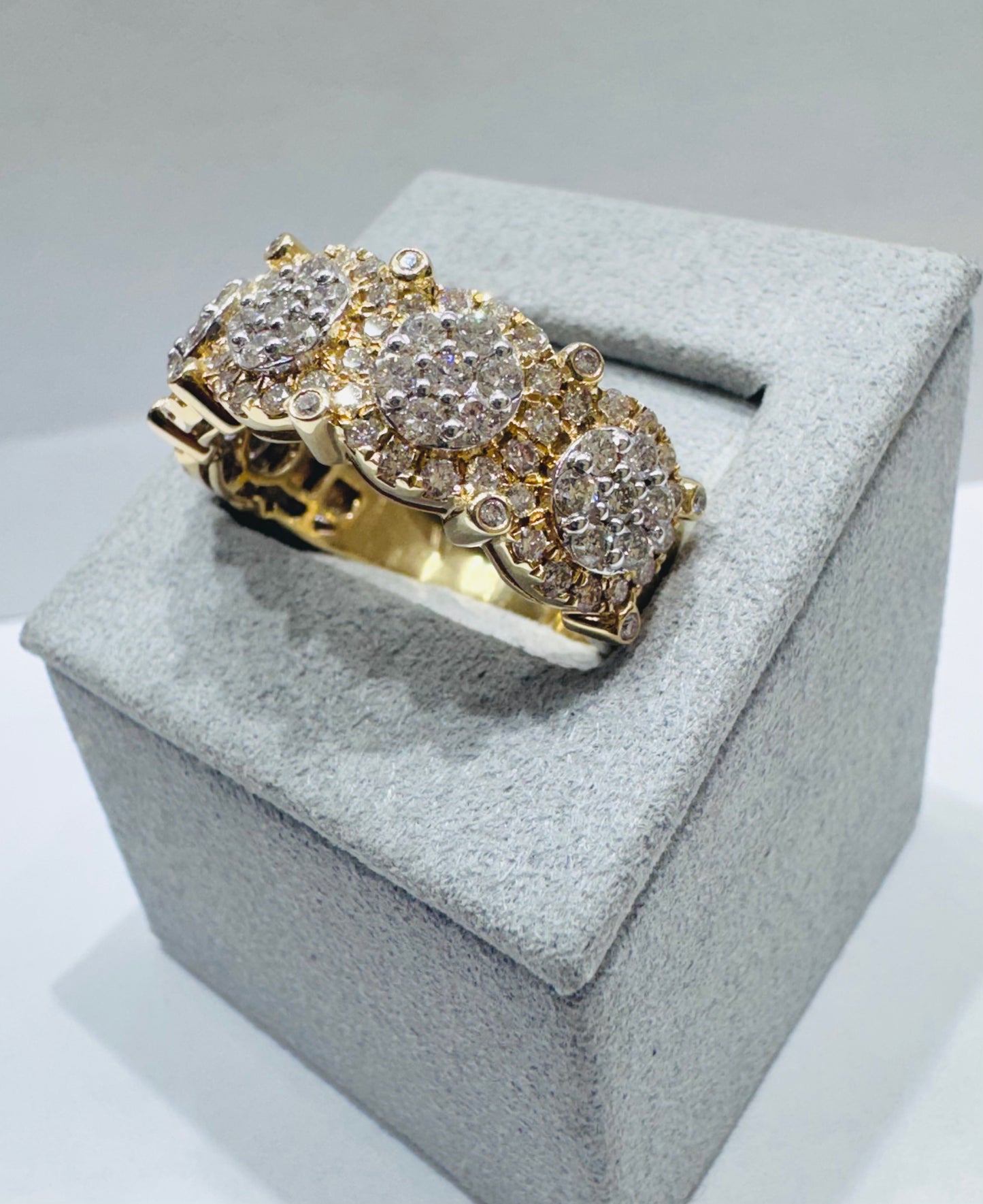 14K GOLD MEN’S NATURAL DIAMOND RING 3.CT, SIZE: 12