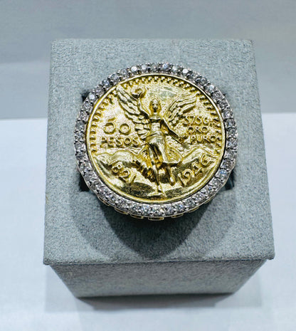10K GOLD MEN’S NATURAL DIAMOND “50 PESOS” RING 1.40CT, SIZE: 10.5