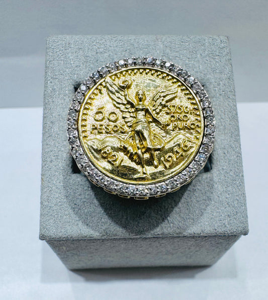10K GOLD MEN’S NATURAL DIAMOND “50 PESOS” RING 1.40CT, SIZE: 10.5