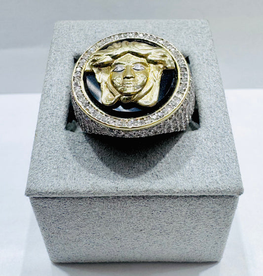 10K GOLD MEN’S NATURAL DIAMOND MEDUSA HEAD RING 2.75CT, SIZE: 9.5