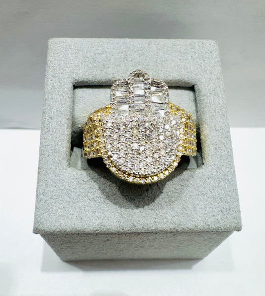 10K GOLD MEN’S NATURAL DIAMOND HAMSA HAND RING 1.85CT, SIZE: 10