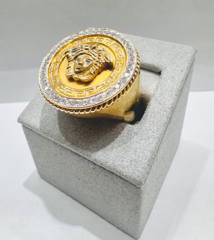 10K GOLD MEN’S NATURAL DIAMOND MEDUSA HEAD RING 1.00TW, SIZE: 10