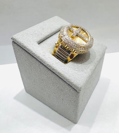 10K GOLD MEN’S NATURAL DIAMOND CROSS RING 0.50CT, SIZE: 9.5