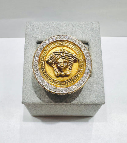 10K GOLD MEN’S NATURAL DIAMOND MEDUSA HEAD RING 1.00TW, SIZE: 10